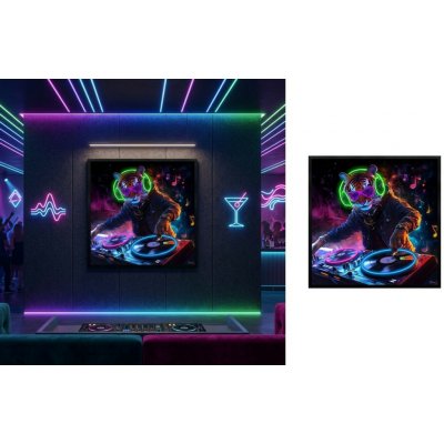Pop art LED obraz DJ Tiger - moderní bytová dekorace - 83 × 83 cm – Hledejceny.cz