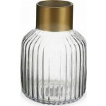 Giftdecor Proužkovaná váza se zlatým zdobením, 18 cm, transparentní – Hledejceny.cz