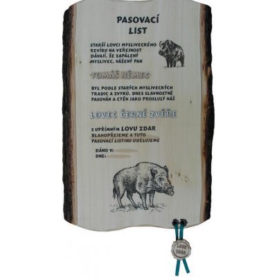 Dřevo Novák Pasovací list černá zvěř č. 731 Varianta: na desce s kůrou 3D, – Sleviste.cz