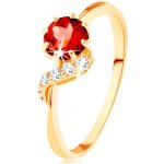 Šperky Eshop Zlatý prsten kulatý granát červené barvy blýskavá vlnka S3GG128.02 – Sleviste.cz