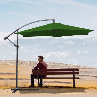 Jiubiaz Slunečník zelený 350cm Semafor Zahradní slunečník Market Umbrella Crank Balcony Alu Tiltable