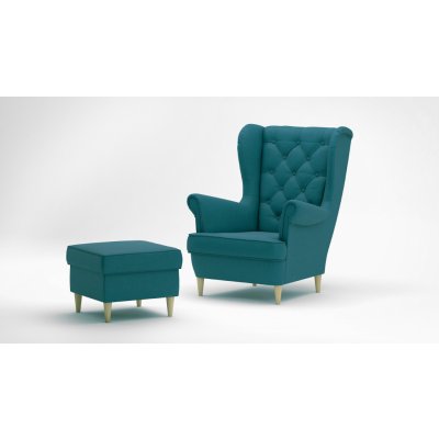 Fronti ušák King III tyrkysové malmo 85 + taburet – Sleviste.cz