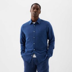Gap pánská košile s příměsí lnu tmavě modrá