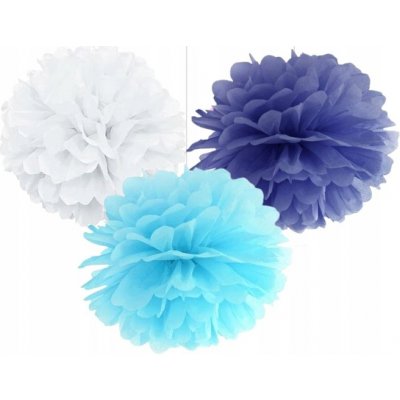 SADA KVĚTŮ Z PAPÍROVÝCH POMPONŮ MODRÁ BABY SHOWER NAROZENINOVÁ DEKORACE – Hledejceny.cz