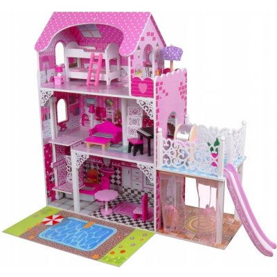 Lean Toys Dřevěný domeček pro panenky vila Nadia Light Pink – Zbozi.Blesk.cz