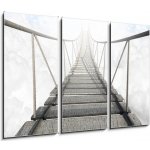 Obraz 3D třídílný - 105 x 70 cm - Rope Bridge Above The Clouds Lanový most nad mraky – Hledejceny.cz