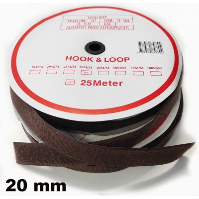 Pásek na suchý zip HÁČEK a SMYČKA SET hnědý 20 mm balení 25 m – Zboží Mobilmania