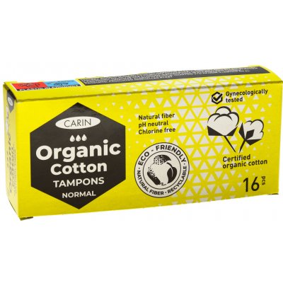 Carin Organic Cotton Normal organické tampony z přírodní bavlny 16 ks