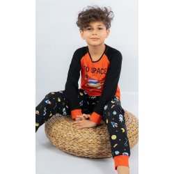 Vienetta Kids dětské pyžamo Vesmír oranžová