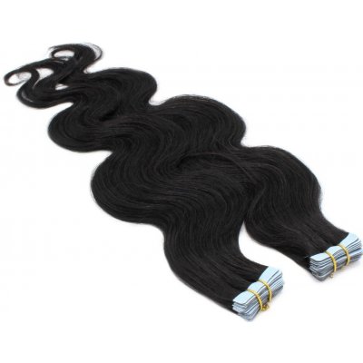 60cm Tape hair pu extension Tape in lidské vlasy remy vlnité černá – Zbozi.Blesk.cz