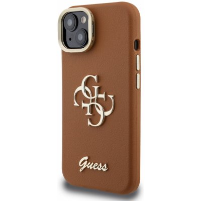 Guess PU Grained 4G Logo Stand Camera Frame pro Apple iPhone 13, hnědá – Zboží Mobilmania