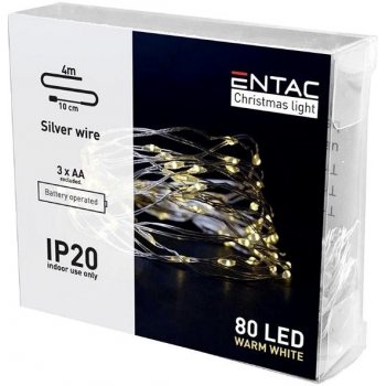 Entac Nano LED vánoční řetěz 1m vnitřní teplé světlo 20 LED na baterie AA