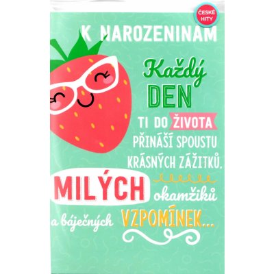 Albi Hrací přání do obálky K narozeninám Usměvavá jahoda Jahoda Mirai 14,8 x 21 cm – Zboží Dáma