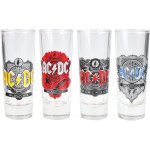 CurePink Štamprle sklenice AC/DC Set 4 kusů KKLSGAC01 50 ml – Zboží Dáma