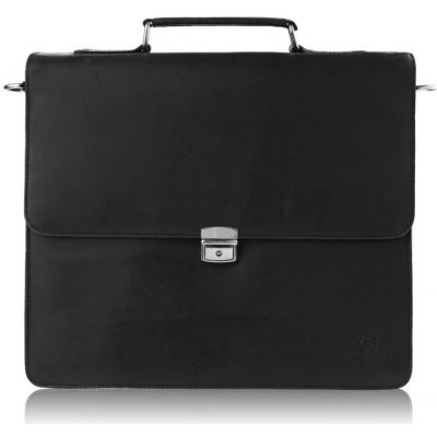 Paolo Peruzzi pánská vintage kožená aktovka s kličkem černá – Zboží Dáma