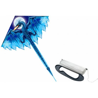 LEAN Toys 16697 Létací drak s dlouhým ocasem 170 x 130 cm modrý – Zboží Dáma
