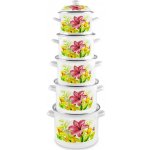 TIDAL Smaltované hrnce KVÍTKY, 2,8/3,8/6,5/8,2/10,6L, 10ks, TD-9781 – Zboží Dáma