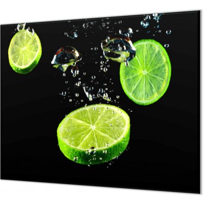 Glasdekor Ochranná deska sporák limety na černém - Ochranná deska: 50x70cm, Lepení na zeď: S lepením na zeď – Zboží Mobilmania