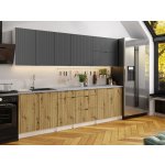 FRONTI Kuchyňská linka PEREA 260 cm Grafit/Dub artisan – Zboží Dáma