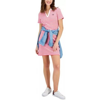 Tommy Hilfiger dámské šaty Striped Polo růžové – Zbozi.Blesk.cz