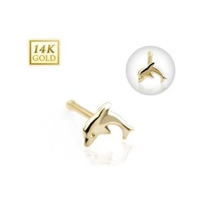 Šperky4U zlatý piercing do nosu delfín ZL01118-YG – Zbozi.Blesk.cz