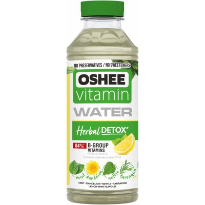 OSHEE Vitamin Water Detox & Herbal ochucená voda s extrakty estragonu, máty, pampelišky, kopřivy a s vitaminy řady B, Mint Dandelion Nettle 555 ml – Hledejceny.cz