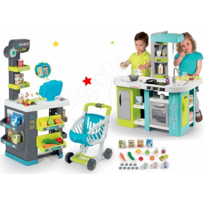 Smoby set obchod s vozíkem Supermarket a kuchyňka Tefal Studio XL s magickou těstovinou 350213-3 – Zboží Mobilmania