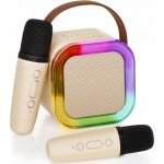 Bezdrátová karaoke sada: 2 mikrofony + reproduktor | RGB podsvícení – Sleviste.cz