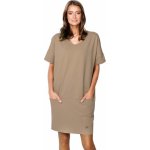 Italian Fashion Tunika s krátkým rukávem Karina bavlna Světle hnědá S – Sleviste.cz