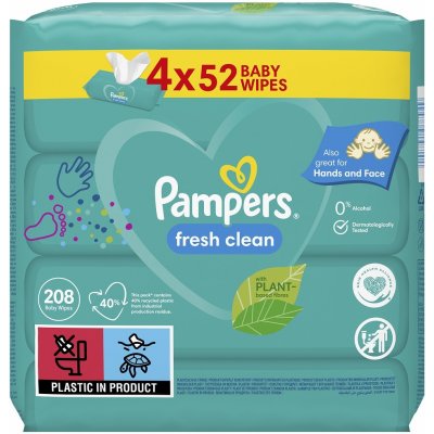 Pampers Fresh Clean vlhčené ubrousky pro děti 4 x 52 ks