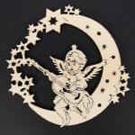 AMADEA Dřevěná ozdoba anděl na měsíci s kytarou 17 cm – Hledejceny.cz