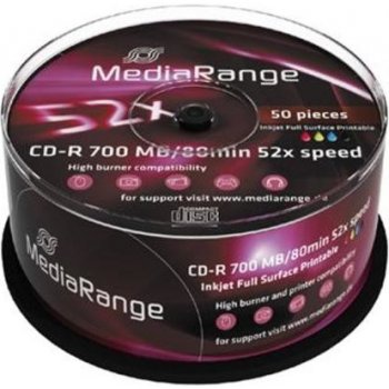 MediaRange CD-R 700MB 52x Printable, spindle, 50ks (MR208)