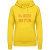 Dámská mikina s potiskem AWDis Hoodie mikina Pivní design No Beer No Fun Sluneční žlutá