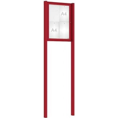 PROCITY Venkovní elegantní vitrína Tradition, 4 x A4, včetně sloupků, červená | Zboží Auto