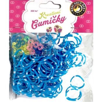 Loom Bands 200ks + háček MODRO BÍLÉ pruhy