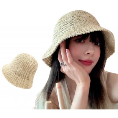 Camerazar Dámský slaměný plážový klobouk Fisher Bucket Hat světlá sláma