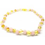 Prosperk jantarové korálky pro děti kulaté jantar a růženín S4978 – Zboží Dáma