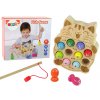 Magnetky pro děti Lean Toys Dřevěná hra Lovení rybiček ve tvaru kočičky