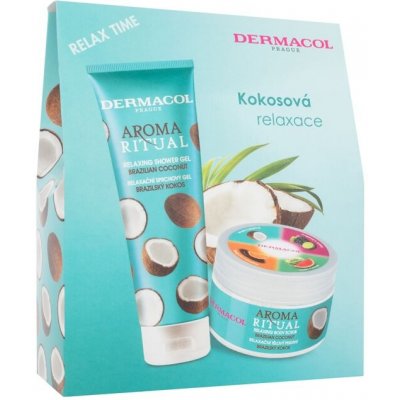 Dermacol Aroma Ritual Brazilian Coconut sprchový gel 250 ml + tělový peeling 200 ml dárková sada – Hledejceny.cz