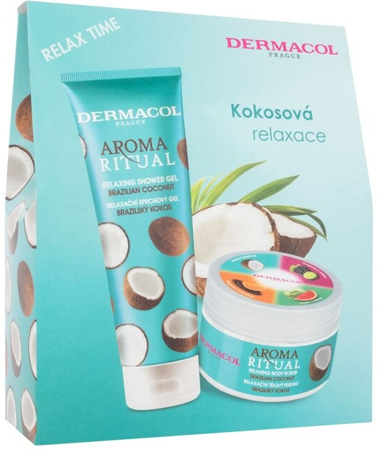 Dermacol Aroma Ritual Brazilian Coconut sprchový gel 250 ml + tělový peeling 200 ml dárková sada
