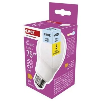 Emos LED žárovka Classic A60 E27 9,5 W 75 W 1055 lm Studená bílá ZQ5E54 – Hledejceny.cz