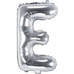 PARTYDECO Balón foliový písmeno E 35 cm stříbrný NELZE PLNIT HELIEM – Zbozi.Blesk.cz