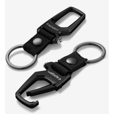 Přívěsek na klíče Spigen Carabiner With KeyRing 2 Pack, black (AHP08270) – Sleviste.cz