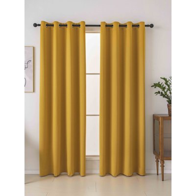 MKLuzkoviny.cz Blackout závěsy Elias hořčicová – 140 × 180 cm (2 ks) - kroužky – Zboží Mobilmania
