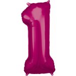 Amscan Balónek narozeninové číslo 1 růžový 86 cm