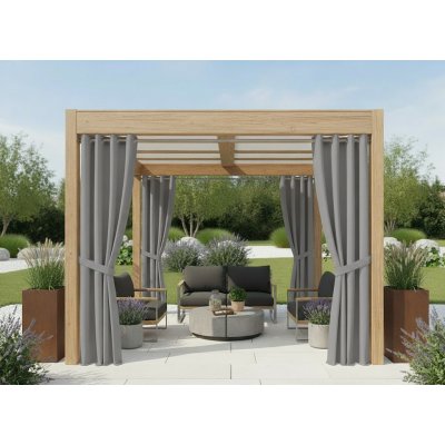 Mybesthome Venkovní zahradní závěs s kroužky GARDENIA RING 140x180 cm světle šedá 794 – Hledejceny.cz