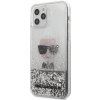 Pouzdro a kryt na mobilní telefon Apple Pouzdro Karl Lagerfeld Liquid Glitter Iconic Apple iPhone 12/12 Pro stříbrné