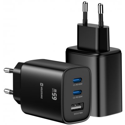 Swissten Síťový Adaptér Edge GaN 2x USB-C PD 65W + 1x USB-A 18W QC Černý | Zboží Auto