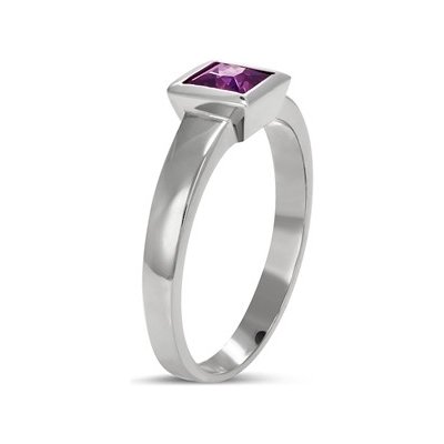 Šperky4U ocelový prsten s fialovým zirkonem OPR1620