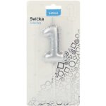 LUMA Svíčka č. 1 balónek STŘÍBRNÝ – Zboží Dáma